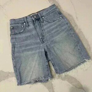 Madewell HighRise Denim MidLength Jean Shorts RawHem Light Vintage Wash Women 24